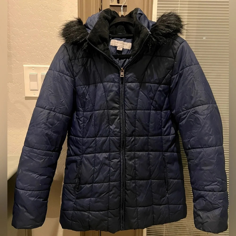 Andrew Marc puffer coat with hoodie Medium